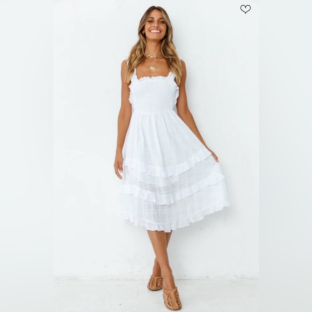 Indikah White Midi Sundress Size Small